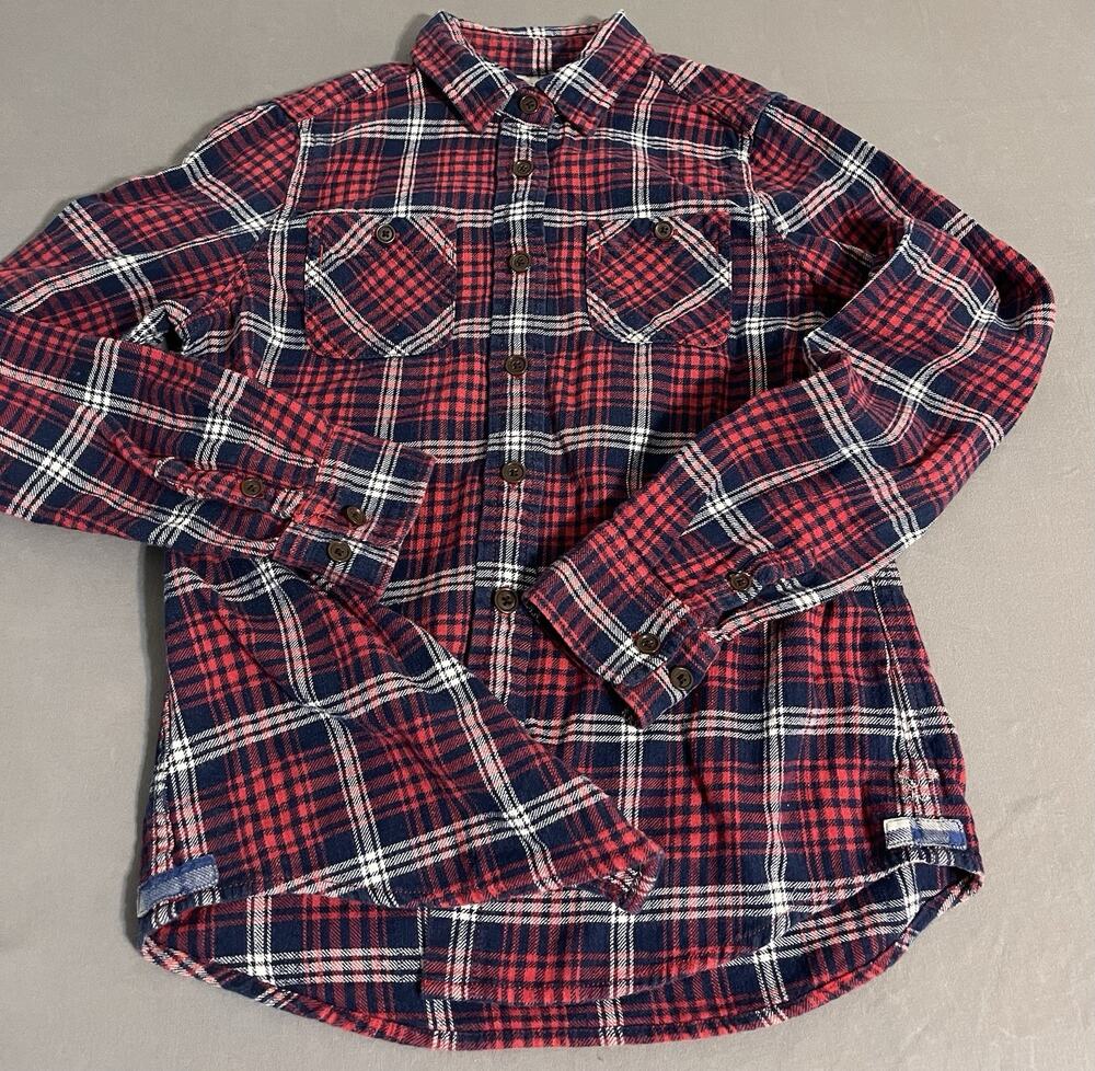 American Eagle Red Navy Plaid Flannel Shirt Women’s Size 2 Y2K